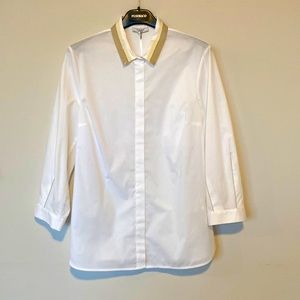 Peserico Embellished Grosgrain Collar Blouse. NWT. Size 38 IT/ 2 US